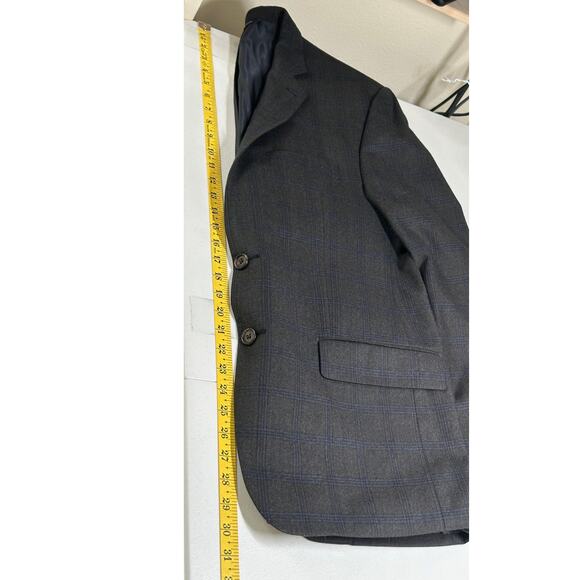 Ralph Lauren Suit Jacket Mens 40R Gray Plaid 100% Wool Sport Coat Blazer Church - Picture 8 of 9